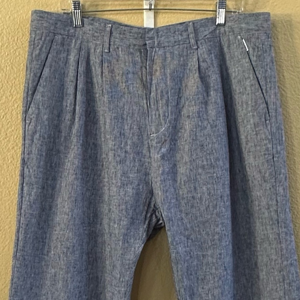 NWT! Banks Journal Blue/White “Saint” Linen Cotton Slight Cropped Pants Size 36 - Picture 6 of 13